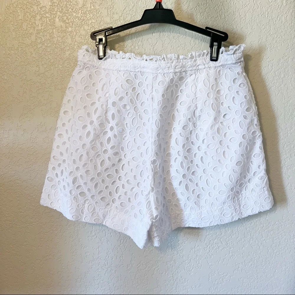 J Crew Eyelet White High Rise Shorts